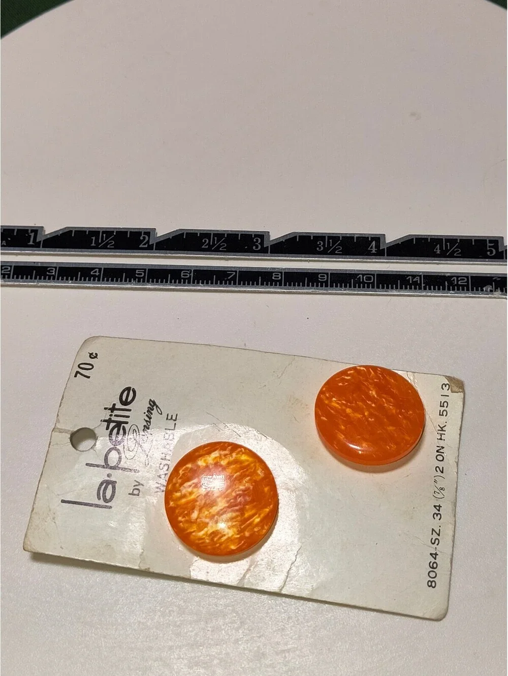Vintage la petite by Lansing Orange Marbled Buttons Set of 2